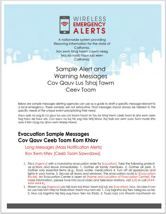 Image of the Sample AW Messages Hmong document