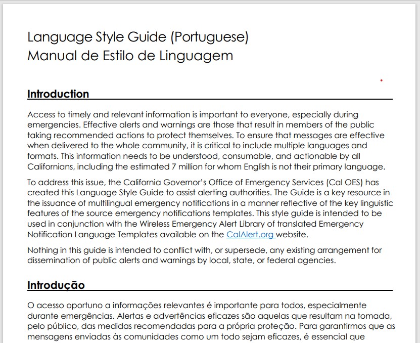 Image of the Sample AW Messages Portuguese document